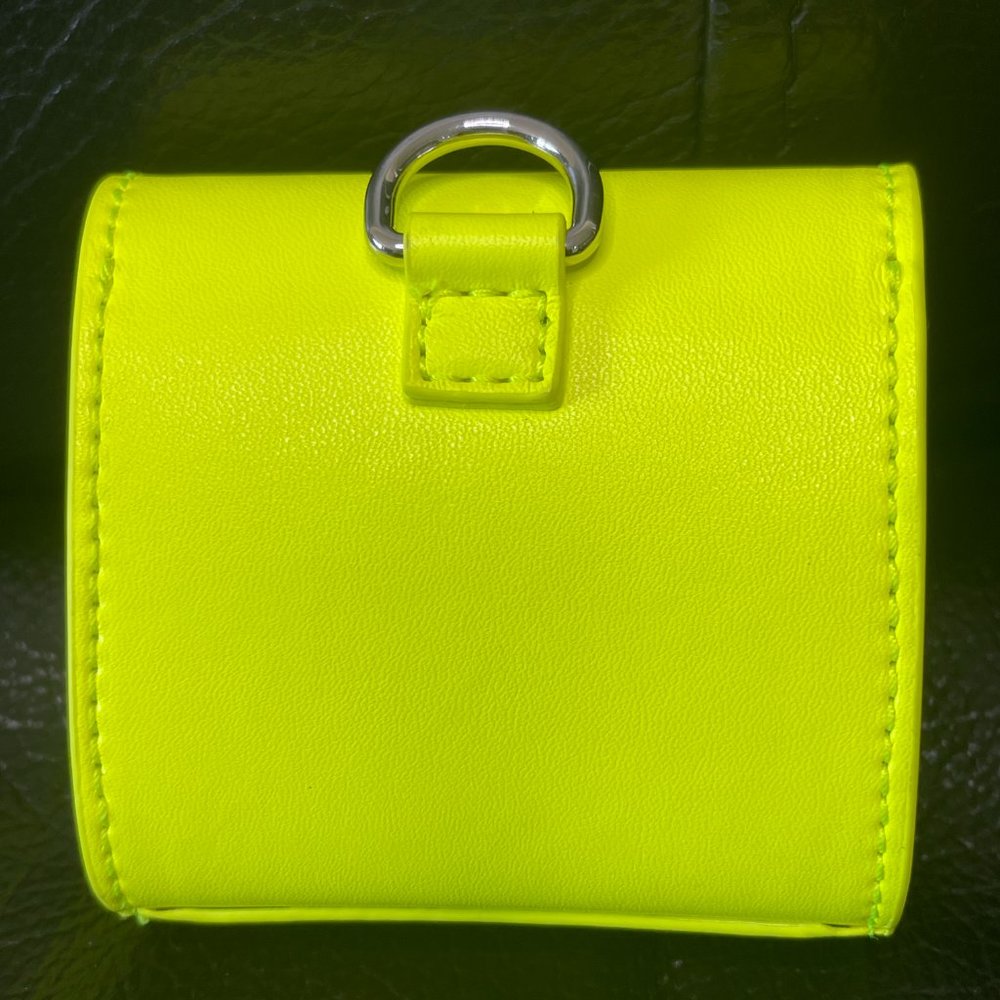 MSGM Mini Clic Leather Crossbody Bag  Neon Yellow - Picture 4 of 7